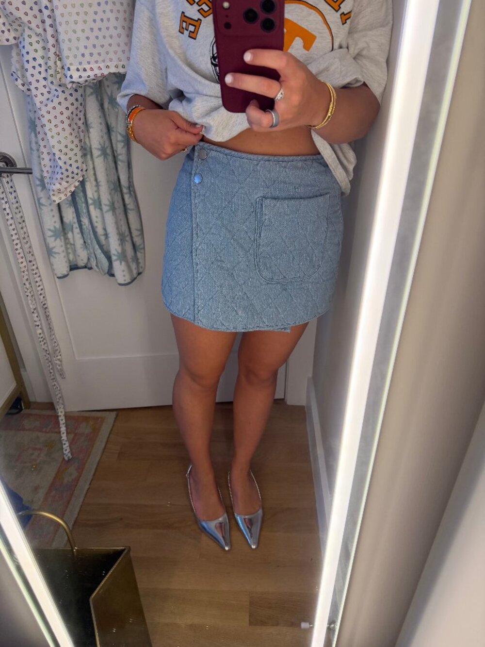 BLANKNYC Quilted Denim Wrap Mini Skirt - 25